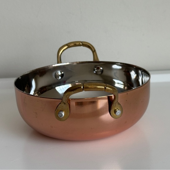Copper Plated Stainless Steel Mini Serving Bowl Brass Handles Gibson Rembrandt - Picture 6 of 14